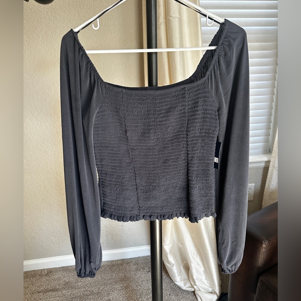 NWT Lucky Brand Smocked Square Neck Knit Top Small - Picture 4 of 8